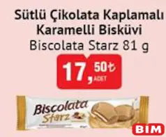BİSCOLATA STARZ SÜTLÜ ÇİKOLATA KAPLAMALI KARAMELLİ BİSKÜVİ 81 G